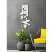 Kayık Manzara Hilal Temalı Metal Duvar Dekoru Beyaz KAF1291 30 x 60 | Enova Art