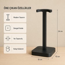 Eb Studio Masaüstü Siyah Kulaklık Standı 24 cm Dengeli Kulaklık Tutucu ve Düzenleyici