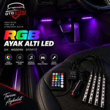 OtoÇizgi Rgb Ayak Altı LED Ambiyans Aydınlatma Seti 4\'lü 12V Kumandalı Müzik Sensörlü Araç Içi LED