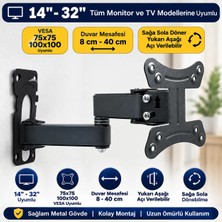Eranura Pc Monitörü Duvar Askısı, Döndürülebilir, Eğilebilir, 17-28 Inç Için, Monitör Tutucu, 27 Inç H-2027
