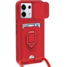 Marsilyan™- Xiaomi Redmi Note 13 Pro 5g Kılıf Zuma Kartvizitli Yüzüklü Silikon - Kırmızı