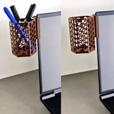 Brf Store Oreviosell Monitor Kalemlik – 3D Baskı Petek Desenli Laptop Kenar Altıgen Kalemlik-Kahverengi