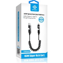 Teknotok Fa Aksesuar Arbaks ARB-132 65W 4’ü 1 Arada Spiral Şarj Kablosu – 1.5 M
