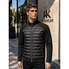 Erkek Mont Daire Baskı Örme Triko %100 Polyester Dik Yaka Ceket