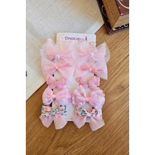 Brf Store Su Store 10'lu Pembe Kız Bebek Pens Toka Seti Kelebekli Fiyonk Kurdele Inci Tüllü Klips Çocuk Saç To