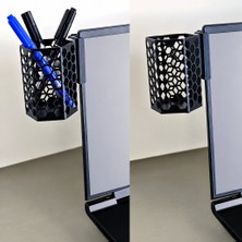 Brf Store Su Store Monitor Kalemlik – 3D Baskı Petek Desenli Laptop Kenar Altıgen Kalemlik-Siyah