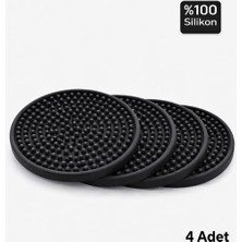 Brf Store Su Store 4 Adet Silikon Bardak Altlığı, Bardak ALTLIĞI,%100 Silikon Bardak Altlığı Siyah