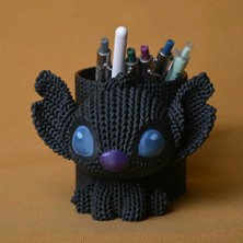 Brf Store Su Store Knitted Kalemlik – 3D Baskı Sevimli Karakterli Masaüstü Kalem Organizeri-Siyah