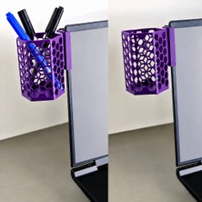 Brf Store Seyzelya Monitor Kalemlik – 3D Baskı Petek Desenli Laptop Kenar Altıgen Kalemlik-Mor