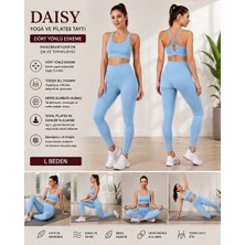 Daisy Tasarım Kadın Açık Mavi Yüksek Bel Dikişsiz Mat Tayt - Şekillendirici Esnek Spor Taytı
