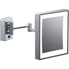 Sonia - Omax Kare LED Işıklı Çift Kollu 3x Büyüteçli Ayna Krom Outlet - M6501-L-IP44-