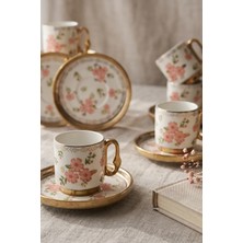 Yaren Style Vintage Blossom 6 Kişilik Porselen Kahve Fincan Takımı - 12 Parça