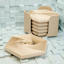 Brf Store Elivorasell Super Fidget Coaster Seti – 3D Baskı Altıgen Desenli Bardak Altlığı ve Tutucu-Bej