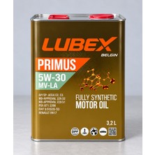 Lubex Primus Mv-La 5W-30 3,2 Litre Tam Sentetik Motor Yağı Apı Sp Acea C2 C3 MB 229.52 Psa B71 2290