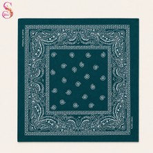 Yshine %100 Pamuk Paisley Desenli 50X50 cm Kadın Bandana Saç ve Boyun Aksesuarı