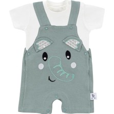 Brf Store Yavuzsell Gezenbebe Hero Kısa Kol Bebek T-Shirt & Nakışlı Salopet Seti Elephant 6-9 Ay