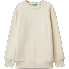 Brf Store Elivorasell Benetton Erkek Çocuk Krem Baskı Detaylı Bisiklet Yaka Relaxed Fit Sweatshirt