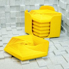 Brf Store Yavuzsell Super Fidget Coaster Seti – 3D Baskı Altıgen Desenli Bardak Altlığı ve Tutucu-Sarı