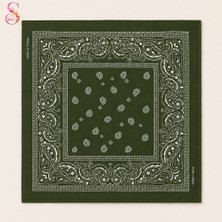 Yshine %100 Pamuk Paisley Desenli 50X50 cm Kadın Bandana Saç ve Boyun Aksesuarı