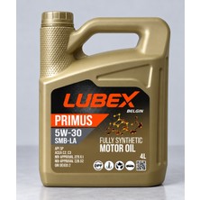 Lubex Primus Smb-La 5W-30 4 Litre Tam Sentetik Motor Yağı Apı Sp Acea C2 C3 MB 229.51 229.52 Gm Dexos 2 Dpf