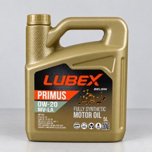 Lubex Primus 0W-20 Mv-La 5 Litre Tam Sentetik Motor Yağı Apı Sq Sp-Rc Acea C6 C5 MB 229.72 229.71 Volvo Vcc RBS0-2AE Opel OV0401547-A20