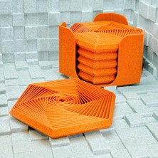 Brf Store Yavuzsell Super Fidget Coaster Seti – 3D Baskı Altıgen Desenli Bardak Altlığı ve Tutucu-Turuncu