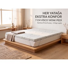 7 cm Bamboo 130 x 200 Visco %100 Lastikli Uyku Pedi Yatak Şiltesi Lüx Ortopedik Yatak Pedi