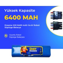 Ümit Maker Dreame X20 6400 Mah 14.4V Robot Süpürge Batarya