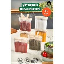 Muf Home Qlux Ideas 6'lı Set Çift Kapaklı Baharatlık Siyah (Ince ve Geniş Dökme Ağızlı)- Tuzluk-Pulbiberlik