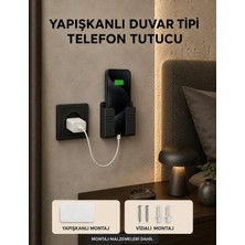 Eb Studio Yapışkanlı Duvar Tipi Telefon Tutucu – Priz Yanı Şarj Standı, Montaj Seti Dahil