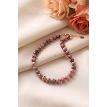 Devi Fashion Pembe Mix 10 mm Doğal Taş Kolye 42 cm