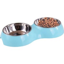 Çelik 700 ml Mavi Kaymaz Taban Kedi Köpek Mama ve Su Kabı CIN571MV