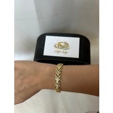 Elifin Işıgı Gold Taşlı V Form Zincir Bileklik ✨