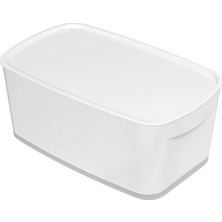 Leitz A5 Mybox Kapaklı Küçük Saklama Kutusu, 5 L, Parlak Görünüm, Plastik, Beyaz/gri, 5219100