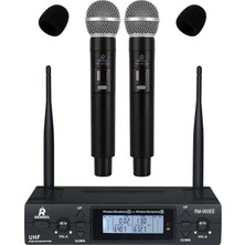 Rennes RM-900EE Uhf 2X100 Kanal Çiftli Kablosuz El Mikrofonu Çift Anten LCD Ekran