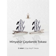Mapico Minyatür 2'li Çaydanlık Toka - Metalik Çaydanlık ve Pens(Timsah) Toka