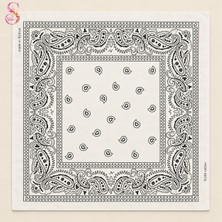 Yshine %100 Pamuk Paisley Desenli 50X50 cm Kadın Bandana Saç ve Boyun Aksesuarı