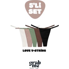 Grab Me Love V-String 5'li Paket (Beyaz, Pembe, Yeşil, Kahverengi, Siyah)