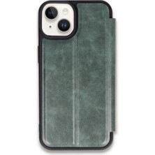 Marsilyan™- Apple Iphone 15 Kılıf Flip Cover - Koyu Yeşil