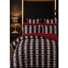 More Home Çift Kişilik Yorgan Kılıfı + Yastık Kılıfı (Çarşafsız) Motif Desen Bordo