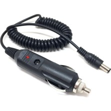Marsilyan™- Spiral Kablolu Sigortalı Oto Çakmak Fişi Adaptörü 5.5x2.5mm Uçlu 2A 1.3m