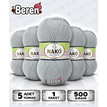 Nako Lüks Minnoş - 1946 Açık Gri - 5'li Paket - 100GR/336M - Hırka-Kazak-Atkı-Bere-Patik-Bebek Ipi