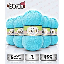 Nako Lüks Minnoş - 4041 Bebe Mavi - 5'li Paket - 100GR/336M - Hırka-Kazak-Atkı-Bere-Patik-Bebek Ipi