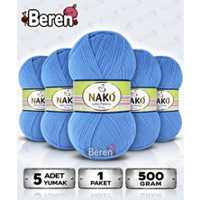 Nako Lüks Minnoş - 1256 Denim Mavi - 5'li Paket - 100GR/336M - Hırka-Kazak-Atkı-Bere-Patik-Bebek Ipi