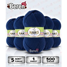 Nako Lüks Minnoş - 10094 Lacivert - 5'li Paket - 100GR/336M - Hırka-Kazak-Atkı-Bere-Patik-Bebek Ipi