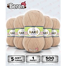 Nako Lüks Minnoş - 219 Deve Tüyü - 5'li Paket - 100GR/336M - Hırka-Kazak-Atkı-Bere-Patik-Bebek Ipi