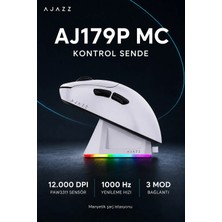 Ajazz AJ179P Mc 3 Modlu 1000Hz 12.000 Dpı Manyetik Şarj Istasyonlu PAW3311 300 IPS Optik Sensör Gaming Mouse