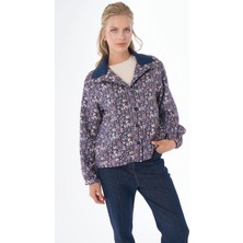 Kayra Floral Desen Dik Yaka Ceket  73006