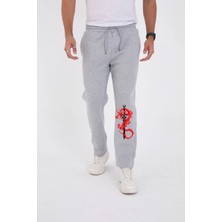3 Kışlık Üç Iplik Baskılı Eşofman Pantolon - Gri