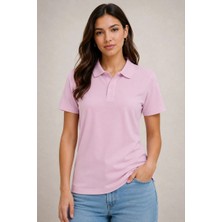 3 Kadın Polo Yaka Pike Kumaş Düğmeli Basic Tişört Günlük Rahat - Pembe